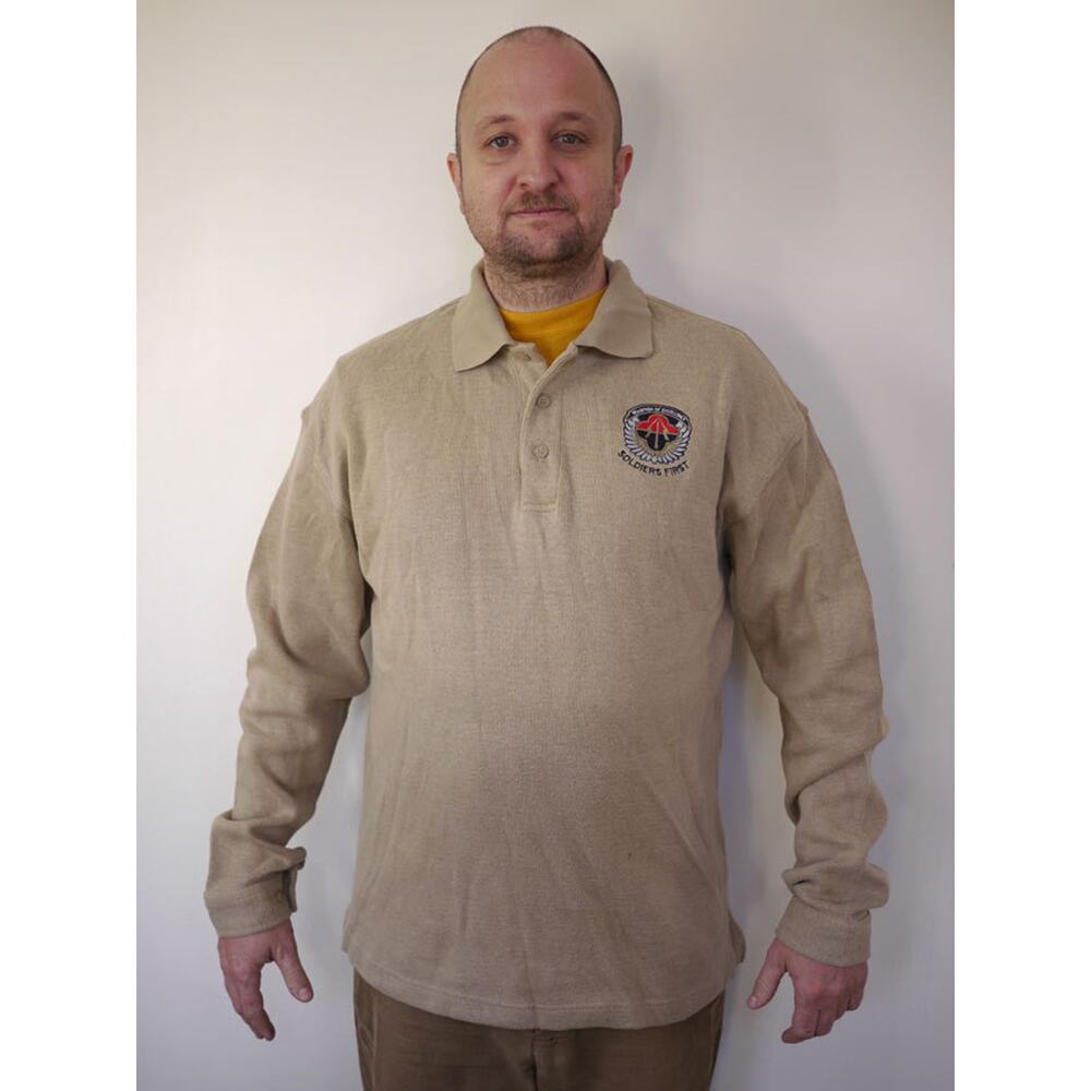 North End SOLDIERS FIRST 100% COTTON Collared SWEATER Long Sleeve SHIRT M